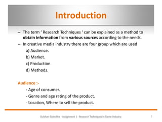 Unit 3 - Research Techniques for the Creative Media Industries | PPT