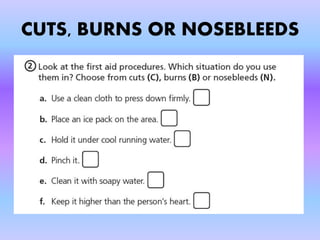 CUTS, BURNS OR NOSEBLEEDS
 