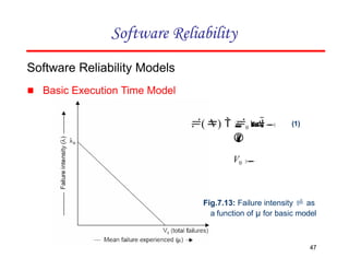 Software Reliability Models
▪ Basic Execution Time Model

47
 

()  0 1

V0 
Fig.7.13: Failure intensity  as
a function of µ for basic model
(1)
Software Reliability
 