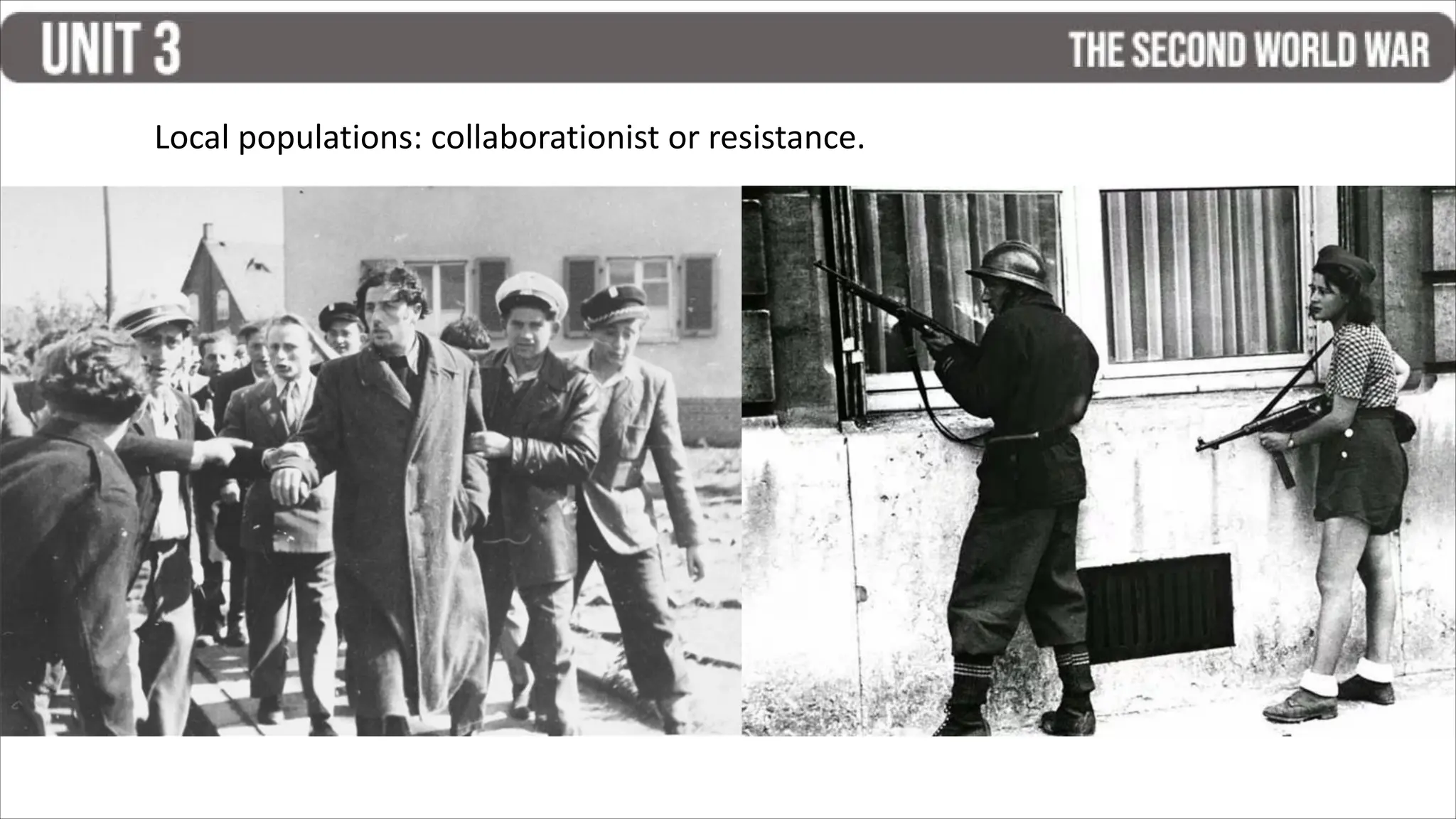 Local populations: collaborationist or resistance.
 