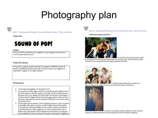 Photography plan
 