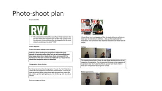 Photo-shoot plan
 