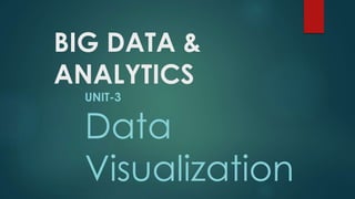 BIG DATA &
ANALYTICS
UNIT-3
Data
Visualization
 