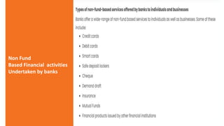 Non Fund
Based Financial activities
Undertaken by banks
 