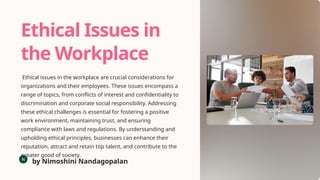 Ethical issues in workplace and Leadership | PPTX