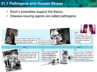 Disease-causing agents are called pathogens. Koch’s postulates support the theory. 