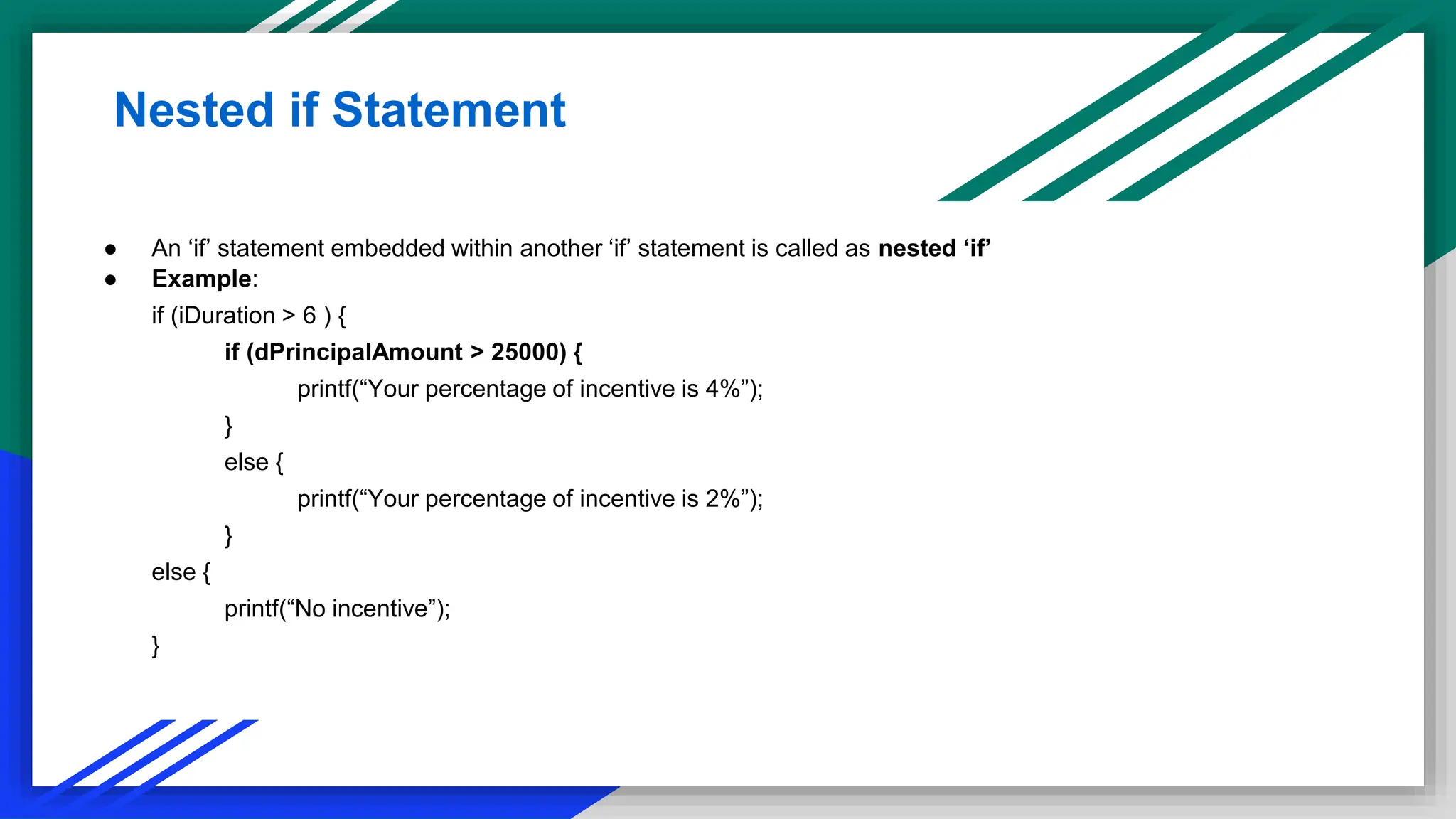 Unit_3A_If_Else_Switch and a if else statment example | PPT