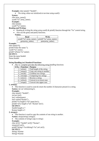 Arrays and function basic c programming notes | PDF