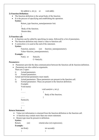 Arrays and function basic c programming notes | PDF