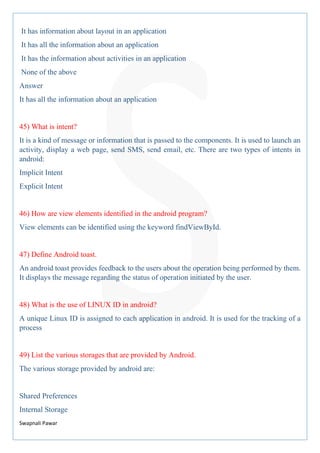 Unit 3 introduction to android | PDF | Programming Languages | Computing