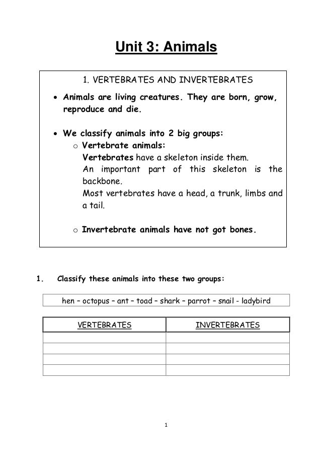 Unit 3 animals
