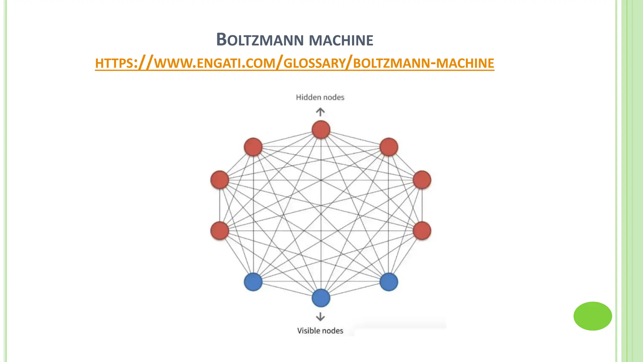 BOLTZMANN MACHINE
HTTPS://WWW.ENGATI.COM/GLOSSARY/BOLTZMANN-MACHINE
 