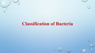 Classification of Bacteria
 