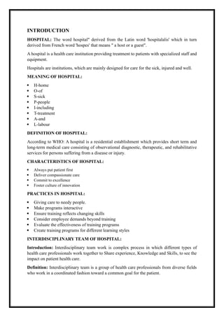 UNIT 03 CARE IN HOSPITAL SETTING..(M.Sc. Nursing 1st Year, Medical ...