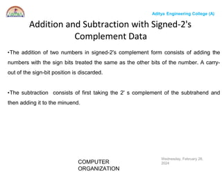Computer organization algorithms like addition and subtraction and ...