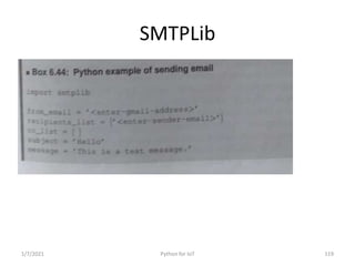 SMTPLib
1/7/2021 Python for IoT 119
 