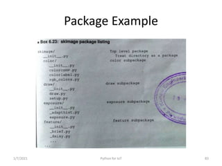 Package Example
1/7/2021 Python for IoT 83
 