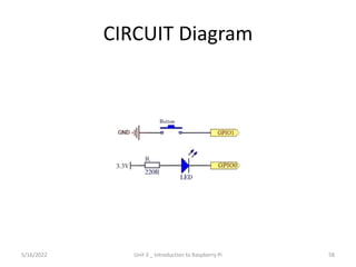 CIRCUIT Diagram
58
5/16/2022 Unit 3 _ Introduction to Raspberry Pi
 