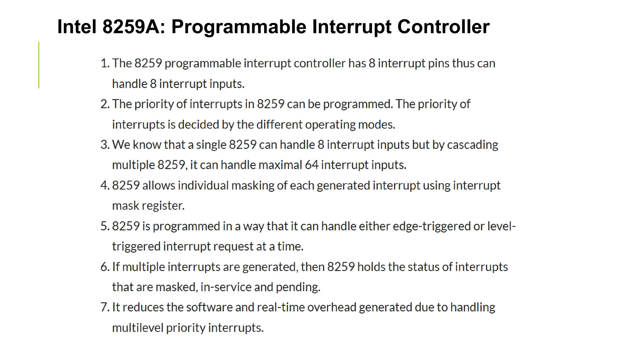 Intel 8259A: Programmable Interrupt Controller
 
