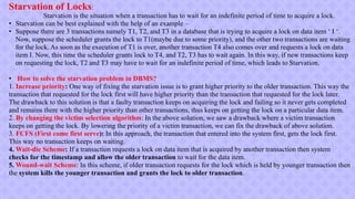 Starvation Example Transaction Unit3 Concurrency control By Asst. Prof. Suvidha Ghadge | PDF