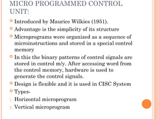 symbolic microprogram micro programed control unit ... Unit 3 Control Unit.ppt .................. | PPT