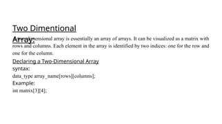 ARRAY's in C Programming Language PPTX. | PPT