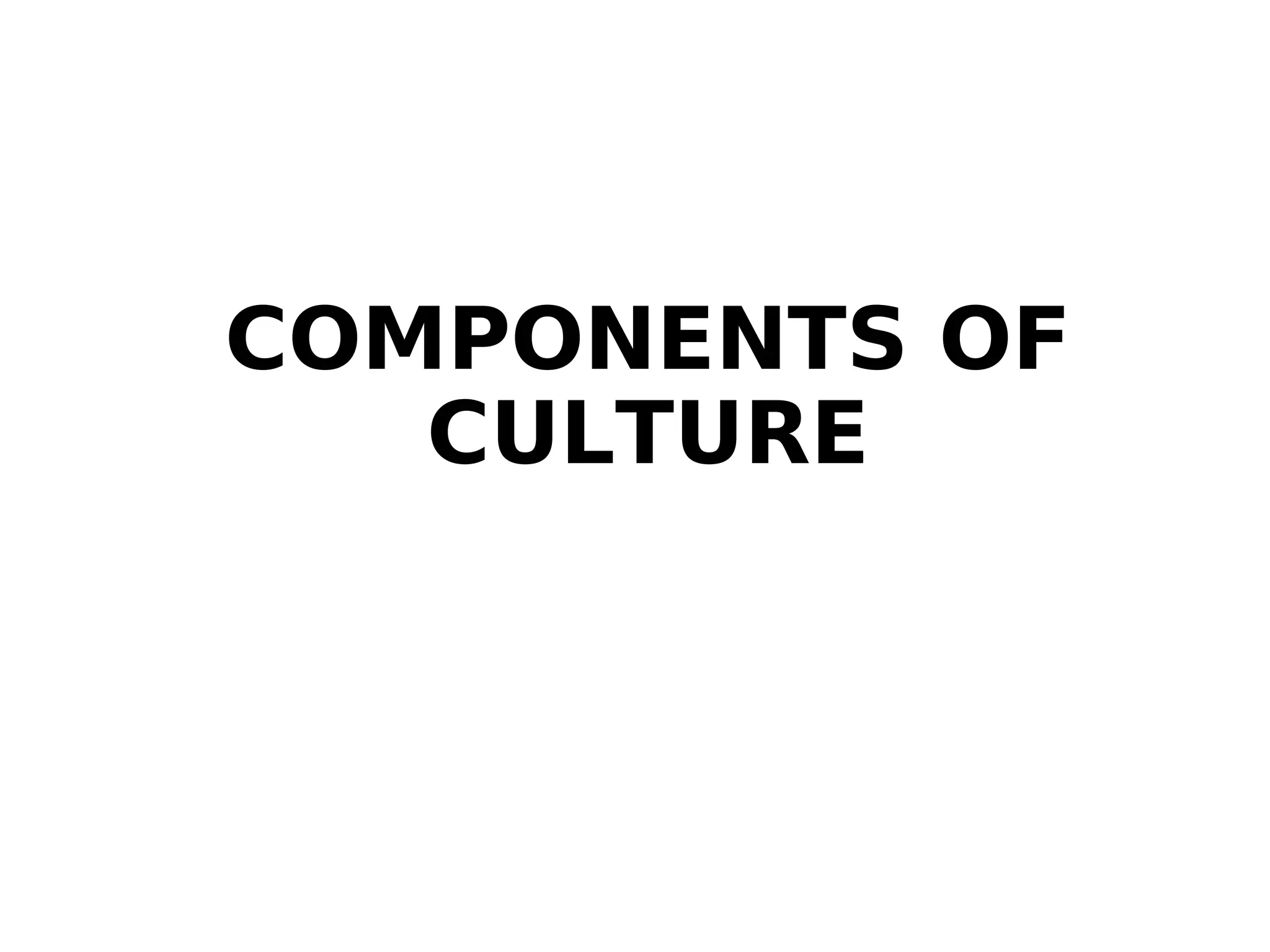 COMPONENTS OF
CULTURE
 
