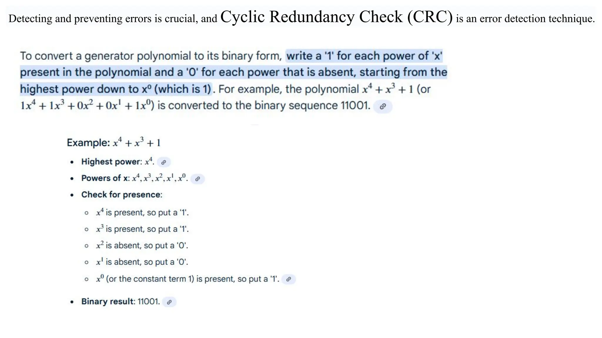 Detecting and preventing errors is crucial, and Cyclic Redundancy Check (CRC) is an error detection technique. 