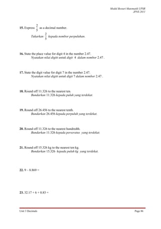 Unit 3 decimals