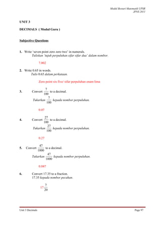 Unit 3 decimals
