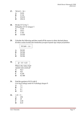 Unit 3 decimals