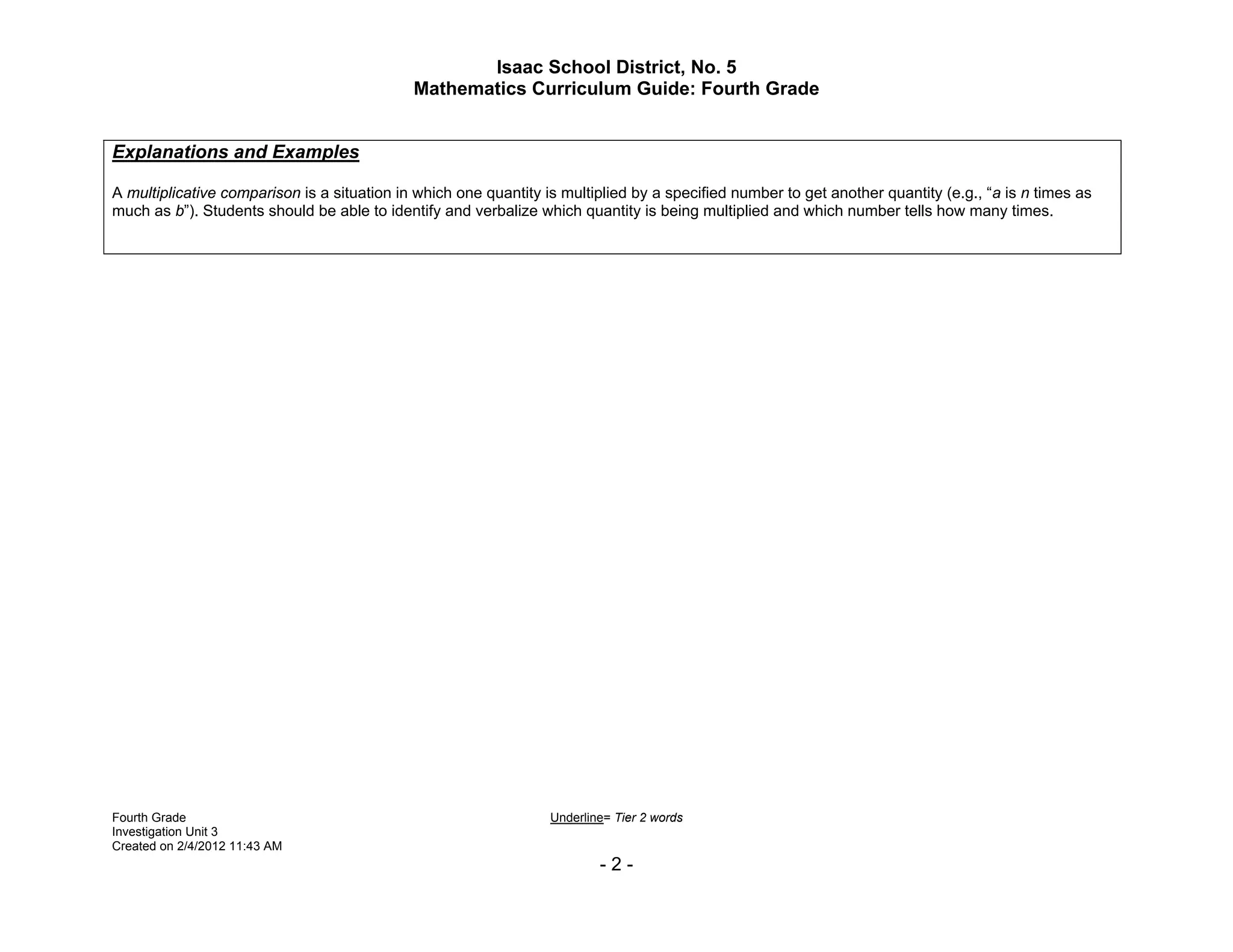 Unit 3 Fourth Grade 2012 2013 | PDF