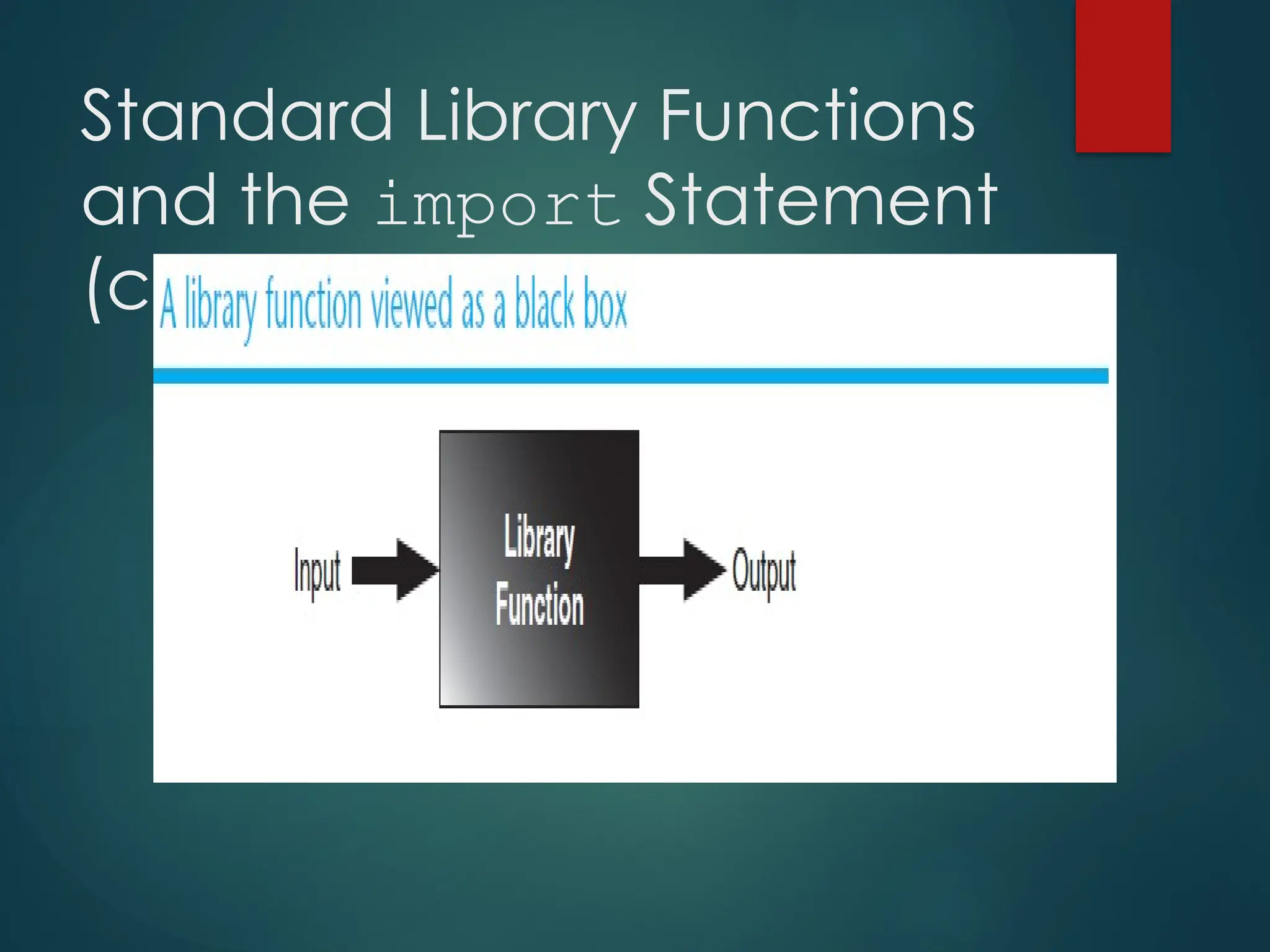 Standard Library Functions
and the import Statement
(cont’d.)
 
