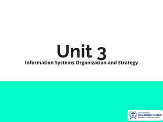 Unit 3
Information Systems Organization and Strategy
 