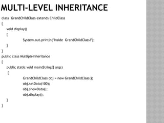 INHERITANCE in Java , Types of Inheritance | PPTX