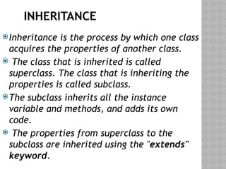 INHERITANCE in Java , Types of Inheritance | PPTX