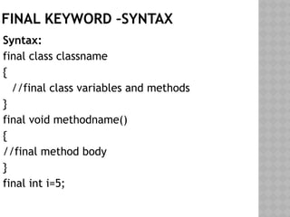 INHERITANCE in Java , Types of Inheritance | PPTX