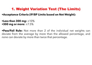 Weight Variation Limit Injection BP502T Industrial Pharmacy I (Theory) UNITā III | PDF