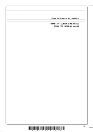 . . . . . . . . . . . .............................................................................................. . . . . . . . . . . . . . . . . . . . . . . . . . . . . . . . . . . . . . . . . . . . . . . . . . . . . . . . . . . . . . . . . . . . . . . . . . . . . . . . . . . . . . . . . . . . . . . . . . . . . . . . . . . . . . . . . . . . . . . . . . . . . . . . . . . . . . . . . . . . ........... . . . . . . . . . . . . . . . . . .



. . . . . . . . . . . .............................................................................................. . . . . . . . . . . . . . . . . . . . . . . . . . . . . . . . . . . . . . . . . . . . . . . . . . . . . . . . . . . . . . . . . . . . . . . . . . . . . . . . . . . . . . . . . . . . . . . . . . . . . . . . . . . . . . . . . . . . . . . . . . . . . . . . . . . . . . . . . . . . ........... . . . . . . . . . . . . . . . . . .



                                                                                                                                                                                                                                                            (Total for Question 9 = 1 marks)

                                                                                                                                                                                                                                                 TOTAL FOR SECTION B:  MARKS
                                                                                                                                                                                                                                                     TOTAL FOR PAPER: 80 MARKS




                                                                                                                                                                                                                                                                                                                                                                                                                                               1
                                                                                                                          *M34470A0116*
 