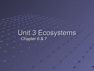 Unit 3 Ecosystems
Chapter 6 & 7
 
