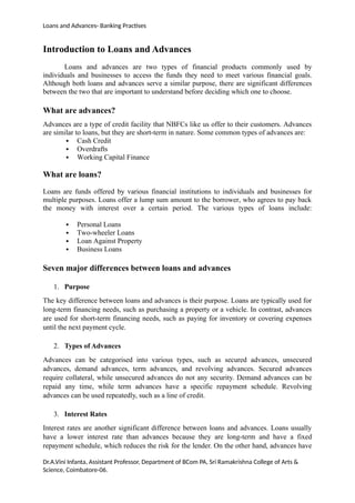 BANKS LOANS AND ADVANCES FINANCING .docx