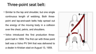 Three Point Lap automotive safety inside the cabin, and materials o be used | PPTX