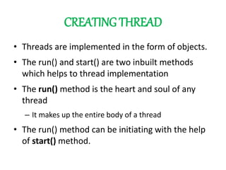 MULTI THREADING IN JAVA | PPTX