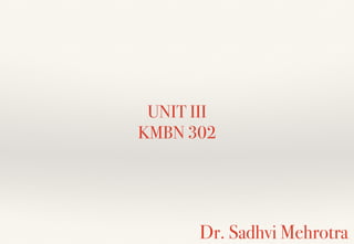 UNIT III
KMBN 302
Dr. Sadhvi Mehrotra
 