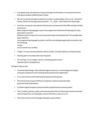 computer fundamentals unit 3 notes | DOCX
