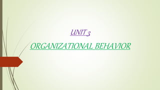 UNIT 3
ORGANIZATIONAL BEHAVIOR
 