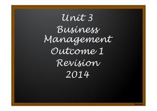 Unit 3
Business
Management
Outcome 1
Revision
2014

 