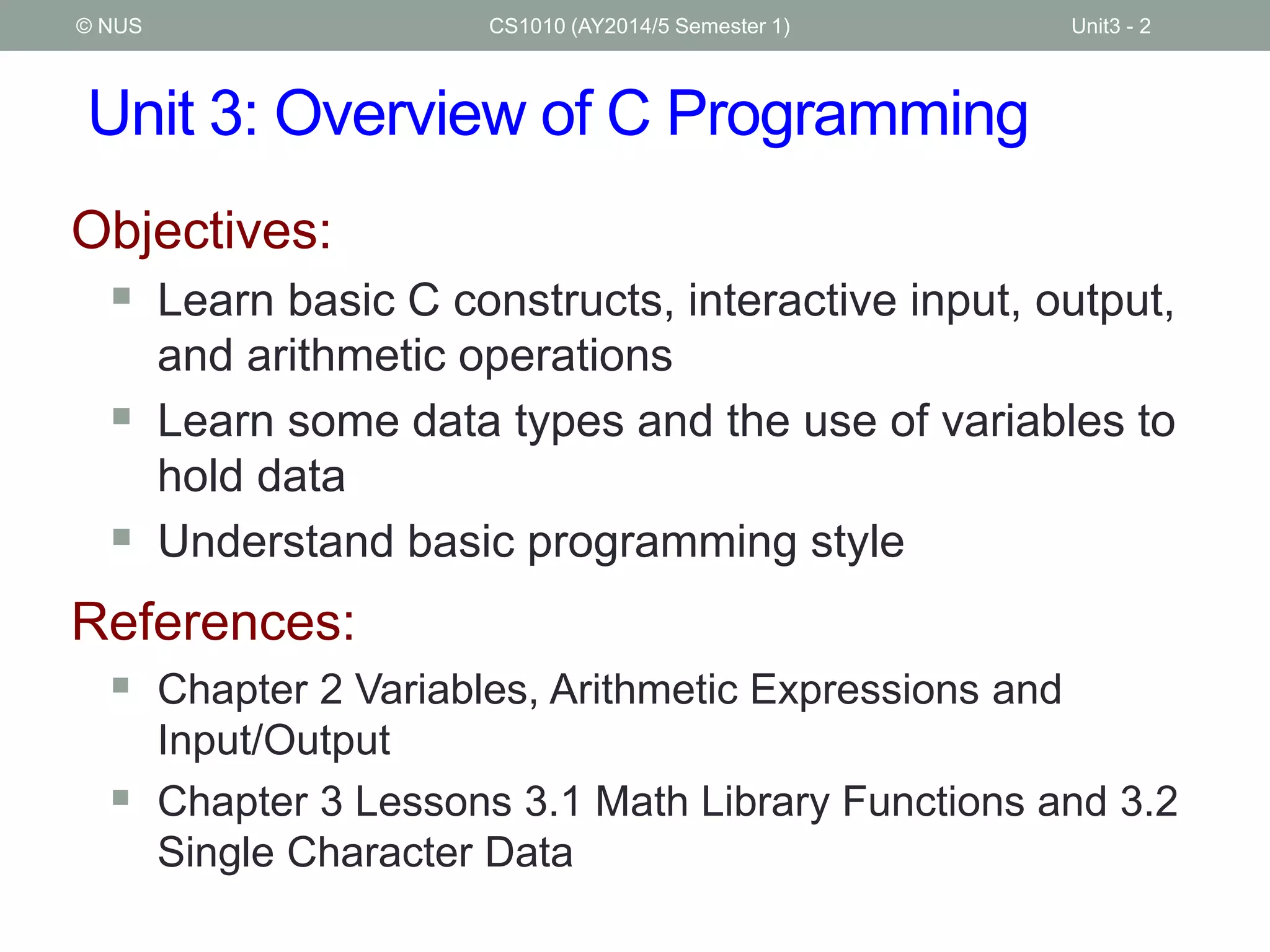 Unit3 overview of_c_programming | PPT