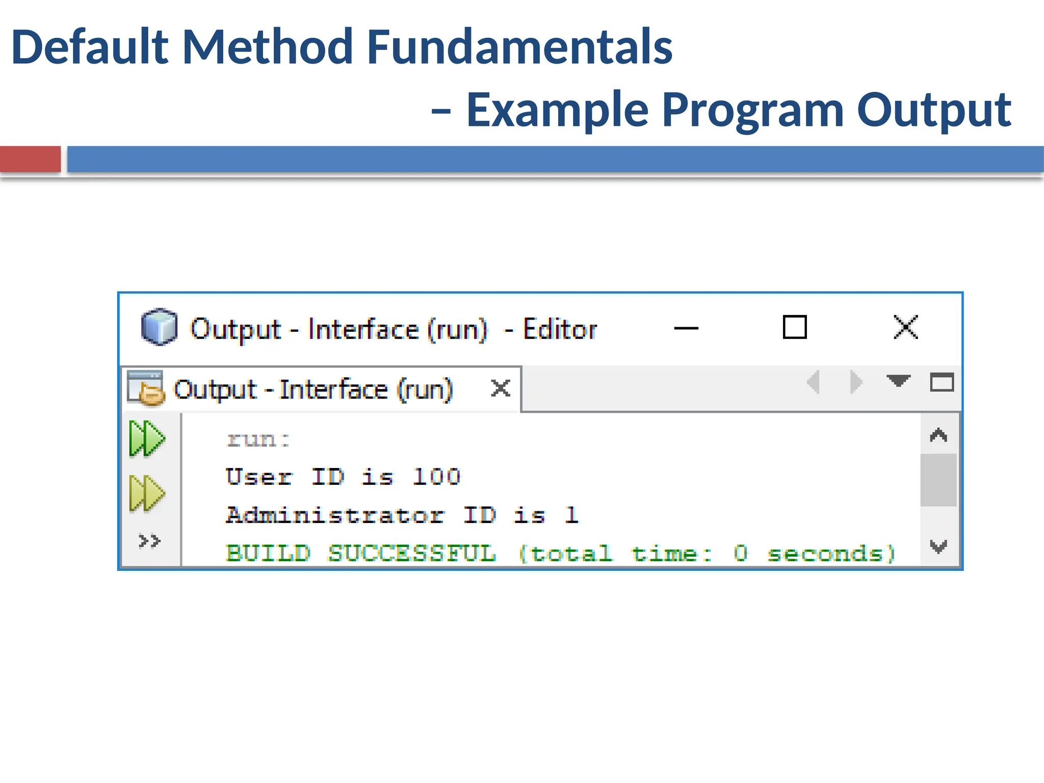 Default Method Fundamentals
– Example Program Output
 
