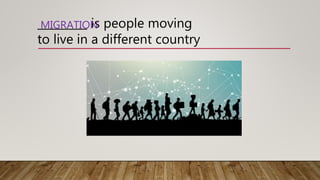 _________ is people moving
to live in a different country
MIGRATION
 